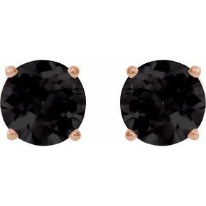 14K Rose Gold 6 mm Natural Black Onyx Earrings