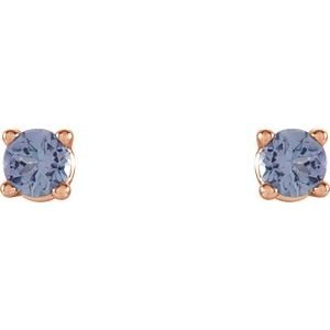 14K Rose Gold 2.5 mm Natural Tanzanite Earrings