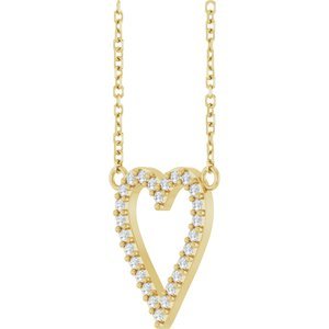 14K Yellow Gold 1/6 CTW Natural Diamond Heart 18" Necklace
