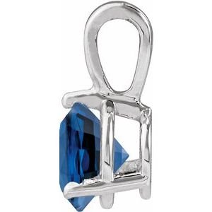 14K White Gold Lab-Grown Blue Sapphire Pendant