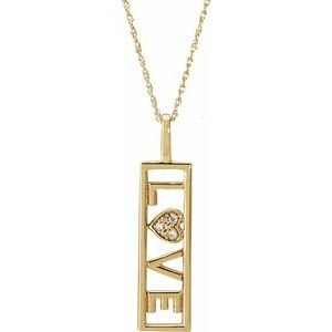14K Yellow Gold .02 CTW Natural Diamond Love 18" Necklace