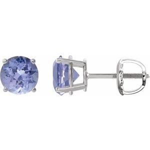 Sterling Silver 7 mm Natural Tanzanite Earrings