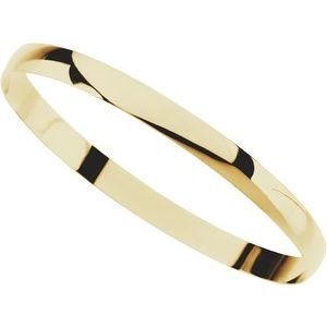 14K Yellow Gold Engravable 6 mm Half Round Bangle 7 1/2" Bracelet