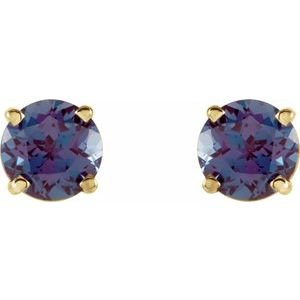 14K Yellow Gold 5 mm Lab-Grown Alexandrite Earrings