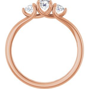 14K Rose Gold 1/2 CTW Natural Diamond Three-Stone Engagement Ring