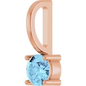 14K Rose Gold Imitation Aquamarine Solitaire Charm/Pendant