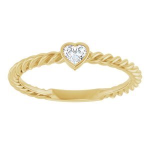 14K Yellow Gold 1/6 CT Natural Diamond Bezel-Set Rope Ring
