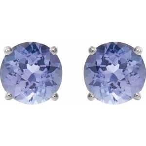 14K White Gold 5 mm Natural Tanzanite Earrings