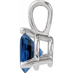 14K White Gold Lab-Grown Blue Sapphire Pendant