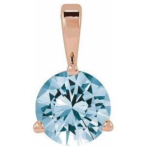 14K Rose Gold Lab-Grown Aqua Sapphire Pendant