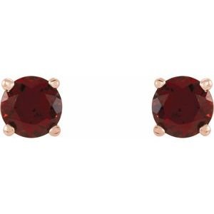 14K Rose Gold 4 mm Natural Mozambique Garnet Earrings
