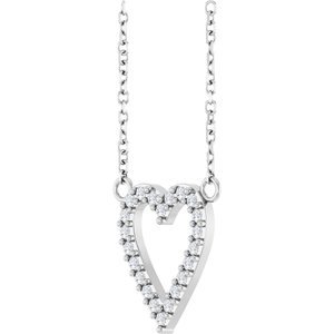 14K White Gold 1/6 CTW Natural Diamond Heart 18" Necklace