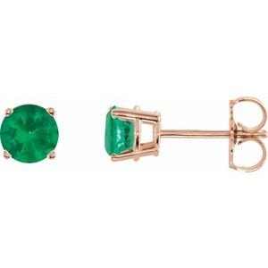 14k-rose-gold-5-mm-natural-emerald-earrings