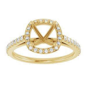 14K Yellow Gold 7x7 mm Cushion 1/4 CTW Lab-Grown Diamond Semi-Set Engagement Ring