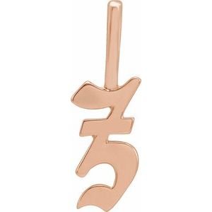 14K Rose Gold Gothic Initial Z Charm/Pendant