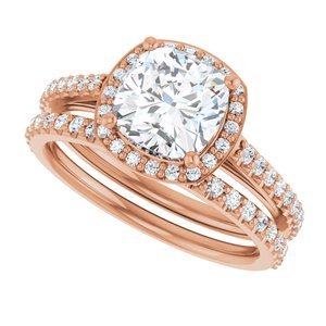 14K Rose Gold 7x7 mm Cushion 1/4 CTW Lab-Grown Diamond Semi-Set Engagement Ring