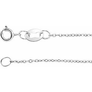 14K White Gold 1 mm Diamond-Cut Cable 7" Chain