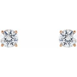 14K Rose Gold 5 mm Natural White Sapphire Earrings