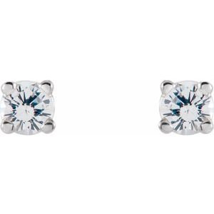 14K White Gold 2.5 mm Natural White Sapphire Earrings