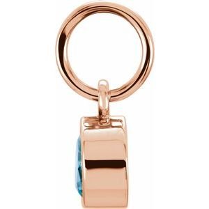 14K Rose Gold Posh Mommy® Imitation Blue Zircon Charm/Pendant