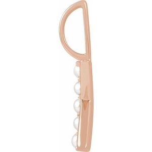 14K Rose Gold Cultured White Freshwater Pearl Initial K Charm/Pendant