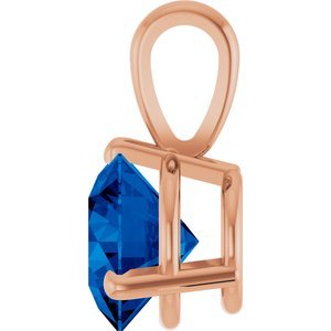 14K Rose Gold Lab-Grown Blue Sapphire Pendant