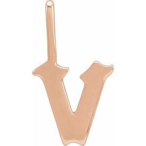 14K Rose Gold Gothic Initial V Charm/Pendant