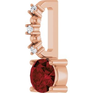 14K Rose Gold Imitation Mozambique Garnet & .01 CTW Natural Diamond Charm/Pendant
