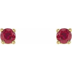 14K Yellow Gold 2.5 mm Natural Ruby Earrings