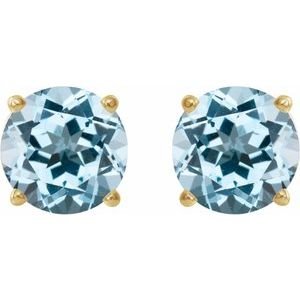 14K Yellow Gold 5 mm Natural Sky Blue Topaz Earrings