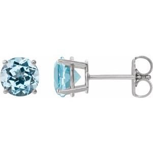 Sterling Silver 8 mm Natural Sky Blue Topaz Earrings