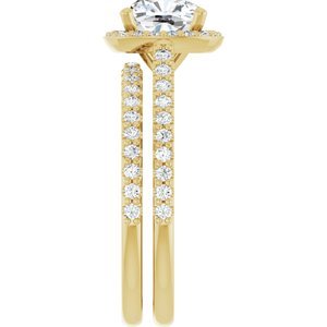 14K Yellow Gold 7x7 mm Cushion 1/4 CTW Lab-Grown Diamond Semi-Set Engagement Ring