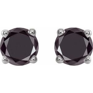 14K White Gold 1/2 CTW Natural Black Diamond Earrings