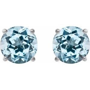 Sterling Silver 8 mm Natural Sky Blue Topaz Earrings