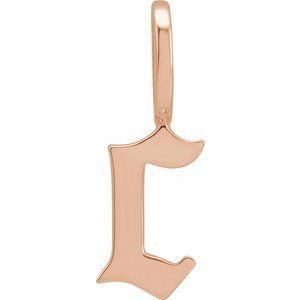 14K Rose Gold Gothic Initial C Charm/Pendant