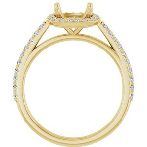 14K Yellow Gold 7x7 mm Cushion 1/4 CTW Lab-Grown Diamond Semi-Set Engagement Ring