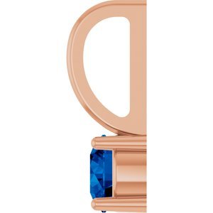 14K Rose Gold Imitation Blue Sapphire Solitaire Charm/Pendant