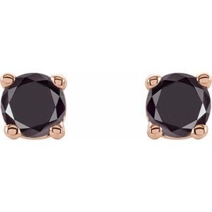 14K Rose Gold 1/8 CTW Natural Black Diamond Earrings