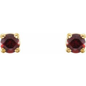 14K Yellow Gold 2.5 mm Natural Mozambique Garnet Earrings