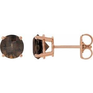 14k-rose-gold-7-mm-natural-smoky-quartz-earrings