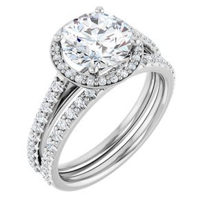14K White Gold 8 mm Round 1/4 CTW Lab-Grown Diamond Semi-Set Engagement Ring