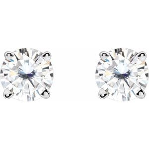 14K White Gold 4.5 mm Stuller Lab-Grown Moissanite Earrings