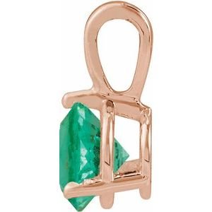 14K Rose Gold Lab-Grown Emerald Pendant