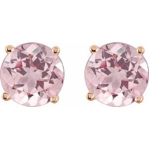 14K Rose Gold 5 mm Natural Pink Morganite Earrings