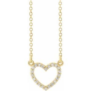 14K Yellow Gold .08 CTW Natural Diamond Petite Heart 16" Necklace