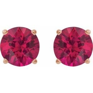 14K Rose Gold 5 mm Natural Ruby Earrings