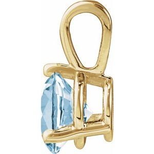 14K Yellow Gold Lab-Grown Aqua Sapphire Pendant