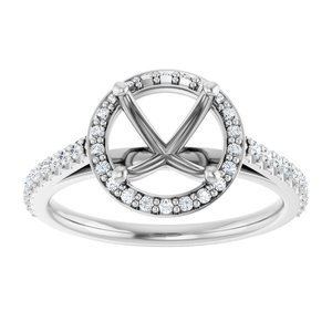 14K White Gold 8 mm Round 1/4 CTW Lab-Grown Diamond Semi-Set Engagement Ring