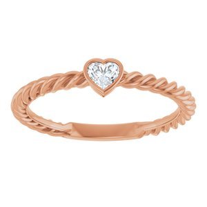 14K Rose Gold 1/6 CT Natural Diamond Bezel-Set Rope Ring