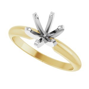 14K Yellow Gold & Platinum 7.8-8.6 mm Round 6-Prong Heavy Solitaire Ring Mounting